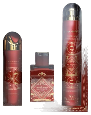 Frasco real de Lattafa Badee Al Oud Sublime + EDP / Hairmist, sin fondo