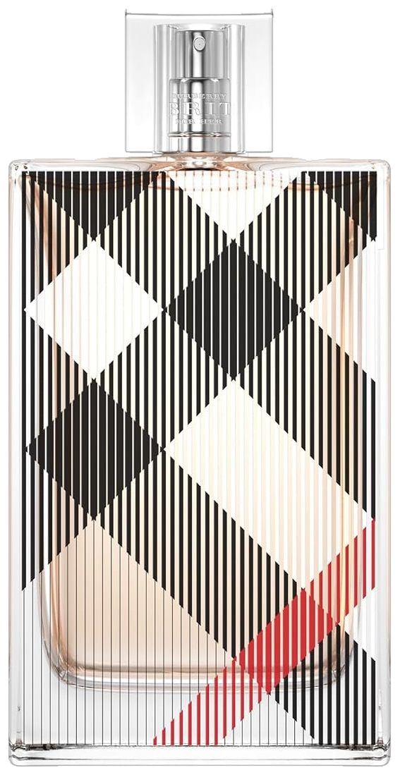 Frasco real de Burberry Brit con su tapa semitransparente, sin fondo
