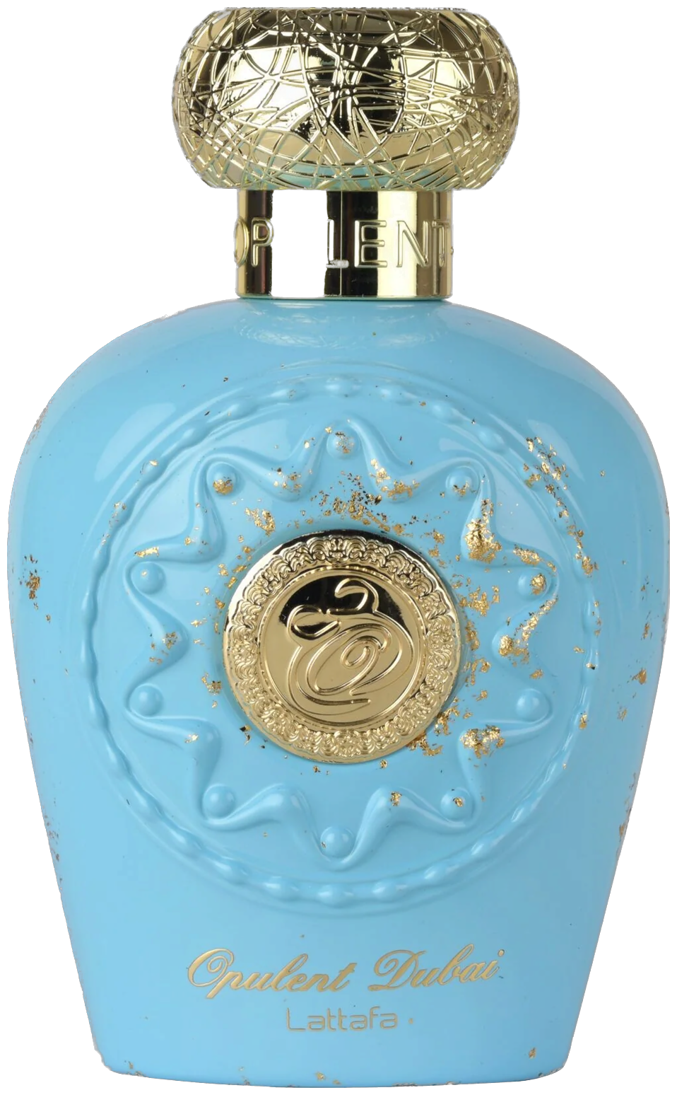 Frasco real de Lattafa Opulent Dubai EDP, sin fondo