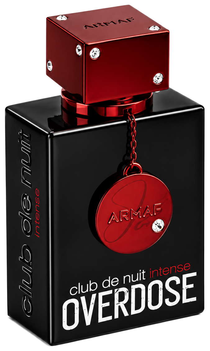 Frasco real de Armaf Club de Nuit Intense Overdose, sin fondo