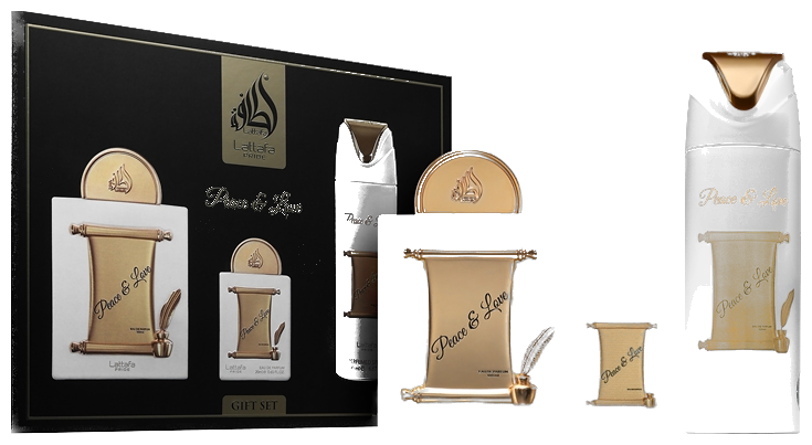 Frasco real de Lattafa Peace & Love + EDP + Perfumed, sin fondo