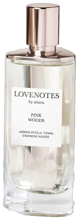 Frasco real de Ariana Grande Love Notes Pink Wood, sin fondo