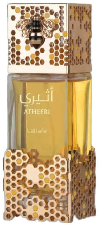 Frasco real de Lattafa Atheeri EDP, sin fondo