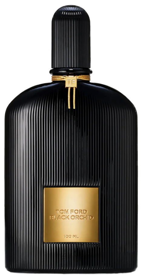 Frasco real negro de Tom Ford Black Orchid Eau de Parfum, sin fondo