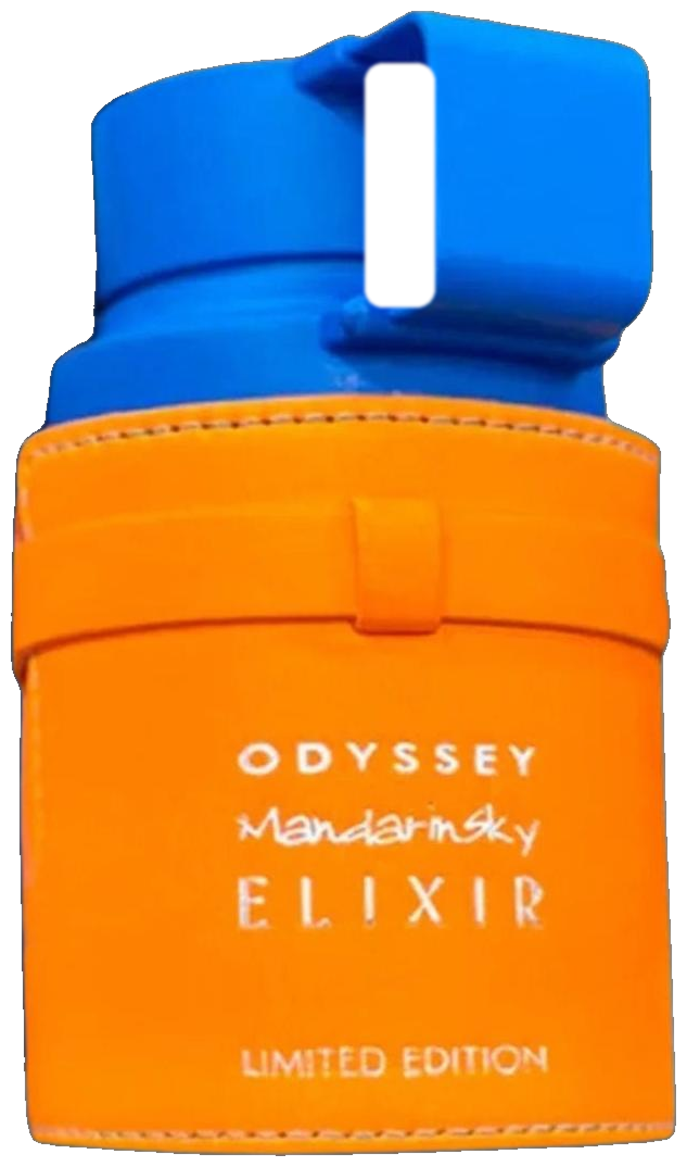 Frasco real de Armaf Odyssey Mandarin Sky Limited Edition Elixir, sin fondo