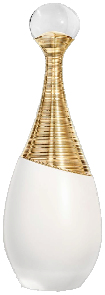 Frasco real blanco de Dior J'adore Parfum d'Eau, sin fondo