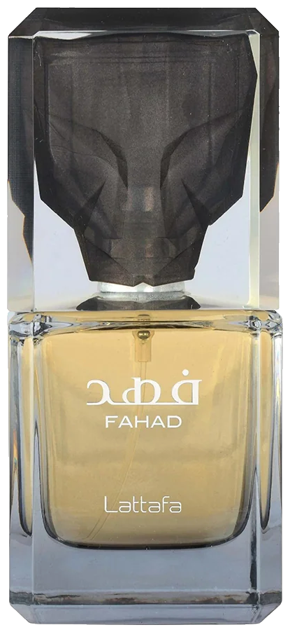 Frasco real de Lattafa Fahad EDP, sin fondo