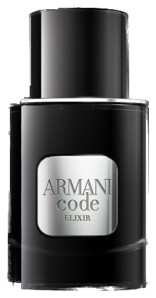 Frasco real de Giorgio Armani Code Elixir, sin fondo