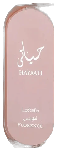Frasco real de Lattafa Hayaati Florence EDP, sin fondo