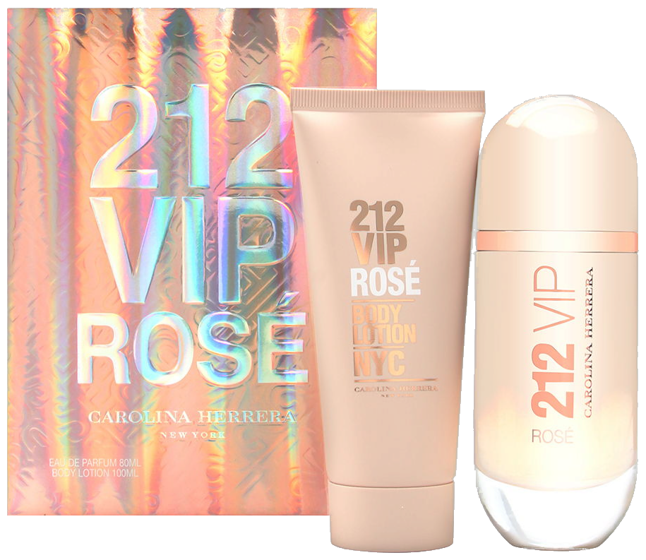 Frasco real de Ch 212 Vip Rose EDP / Body Lotion, sin fondo