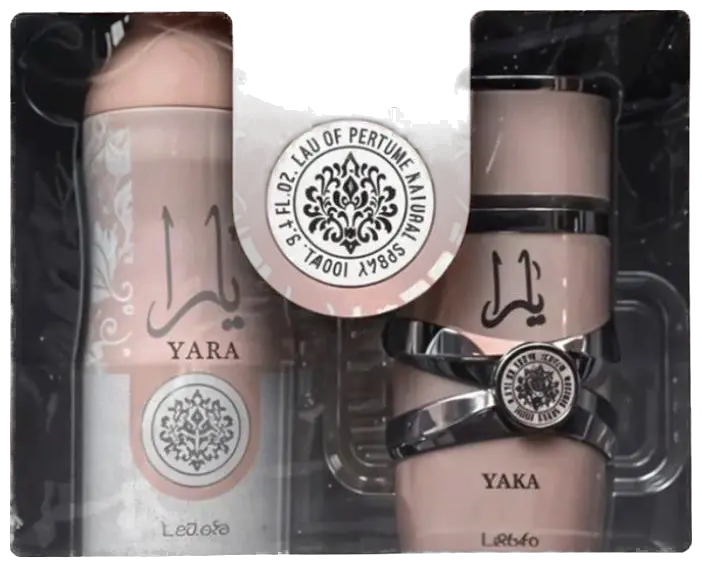 Frasco real de Lattafa Yara EDP + Body, sin fondo