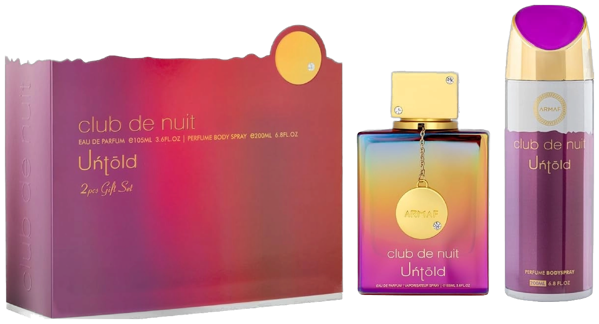 Frasco real de Armaf Cdn Club De Nuit Untold EDP + Perfume Body, sin fondo
