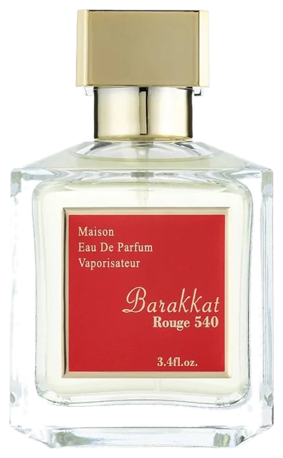 Frasco real de Fragrance World Barakkat Rouge 540, sin fondo
