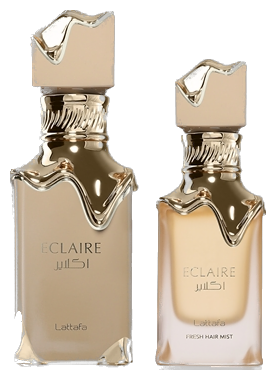 Frasco real de Lattafa Eclaire EDP + Body, sin fondo