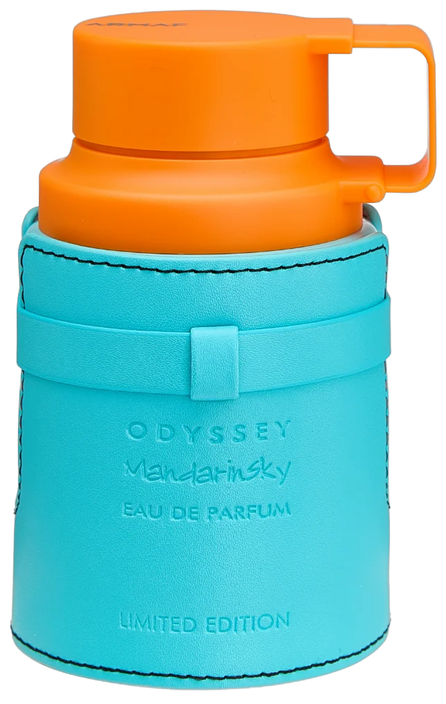 Frasco real de Armaf Odyssey Mandarin Sky Limited Edition, sin fondo