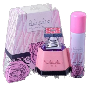 Frasco real de Lattafa Washwashah + deo, sin fondo