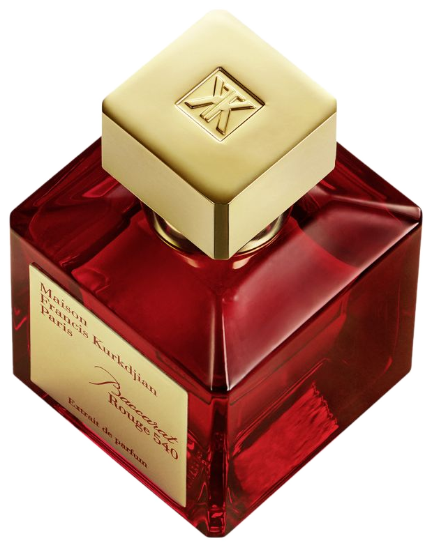 Frasco real rojo de Maison Francis Kurkdjian Baccarat Rouge 540 Extrait de Parfum, sin fondo